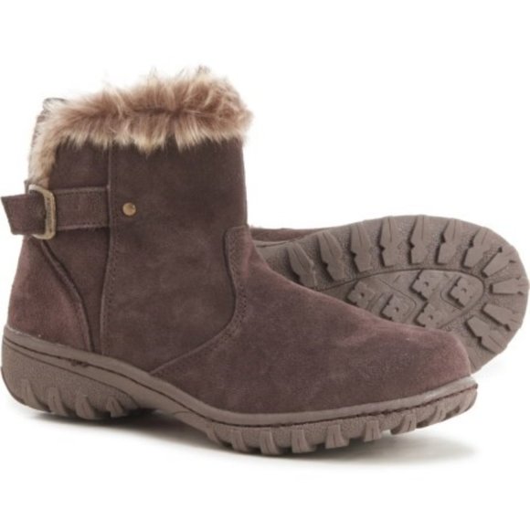 Khombu Blaze Boots Leather Suede Faux Fur Booties Brown Waterproof Size 6.5 NEW - Picture 1 of 9